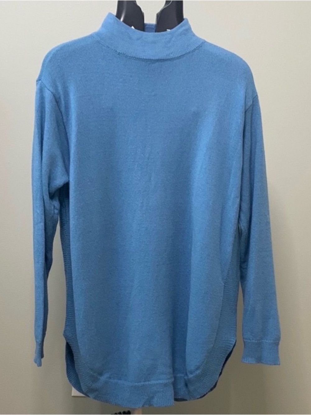 NWT Chico's Vast Skies Blue Shirttail Hem Pullover Sweater 3/4 Sleeve Size L